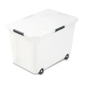 Advantus Rolling 15-Gal. Storage Box with Wheels, Clear, Fits Letter/Legal Files, 23.75" x 15.75" x 15.75"