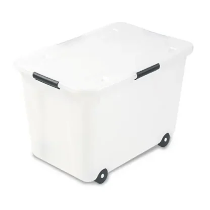 Advantus Rolling 15-Gal. Storage Box with Wheels, Clear, Fits Letter/Legal Files, 23.75" x 15.75" x 15.75"