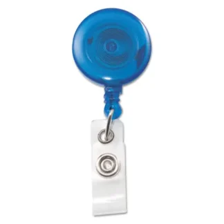 Advantus Translucent Retractable ID Card Reel, 30" Extension, Blue, 12/Pack
