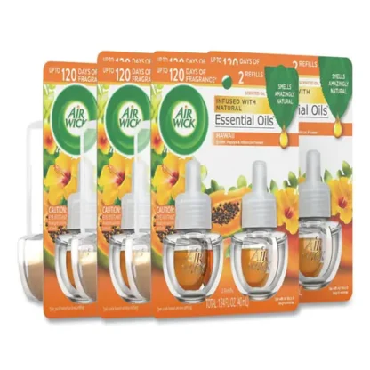 Air Wick® Scented Oil Twin Refill, Hawai'i Exotic Papaya/Hibiscus Flower, 0.67 oz, 2/Pack, 6 Packs/Carton