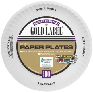 AJM Gold Label Paper Plate - 9"