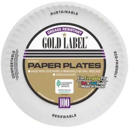 AJM Gold Label Paper Plate - 9"