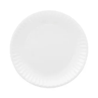 AJM Packaging Corporation Coated Paper Plates, 6" dia, White, 100/Pack, 12 Packs/Carton