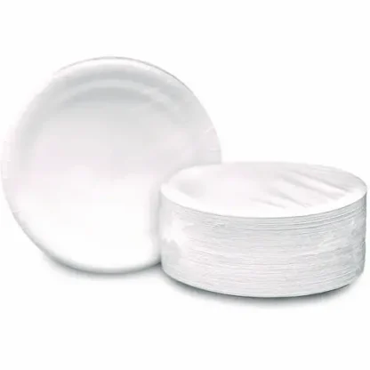 AJM Packaging Corporation Coated Paper Plates, 9" dia, White, 500/Carton
