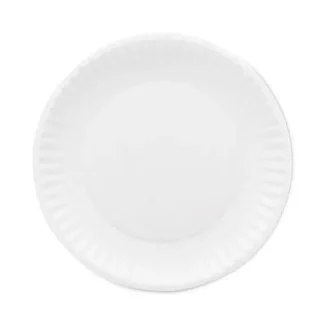 AJM Packaging Corporation Premium Coated Paper Plates, 7" dia, White, 125/Pack, 8 Packs/Carton