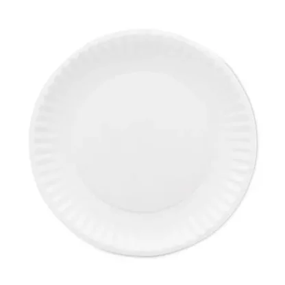 AJM Packaging Corporation Premium Coated Paper Plates, 7" dia, White, 125/Pack, 8 Packs/Carton