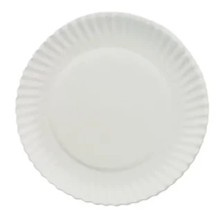 AJM Packaging Corporation White Paper Plates, 7" dia, 100/Pack, 10 Packs/Carton