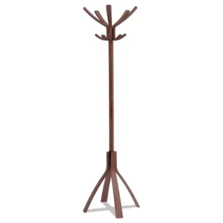 Alba™ Cafe Wood Coat Stand, Ten Peg/Five Hook, Espresso Brown