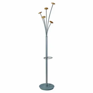 Alba™ Festival Coat Stand with Umbrella Holder, Five Knobs, Gray