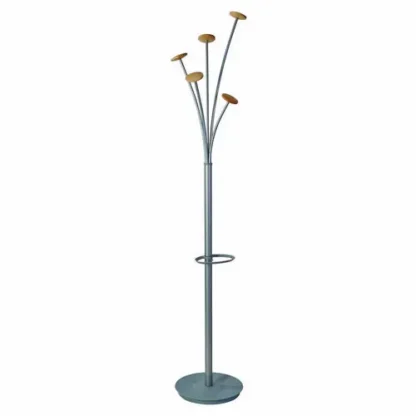 Alba™ Festival Coat Stand with Umbrella Holder, Five Knobs, Gray