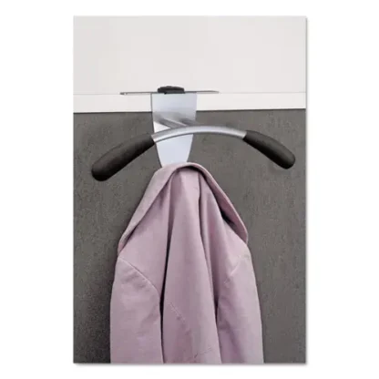 Alba™ Hanger Shaped Partition Coat Hook, Silver/Black