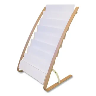 Alba™ Literature Floor Display Rack, White/Woodgrain
