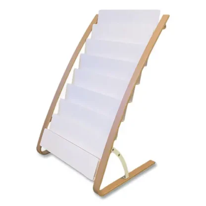 Alba™ Literature Floor Display Rack, White/Woodgrain