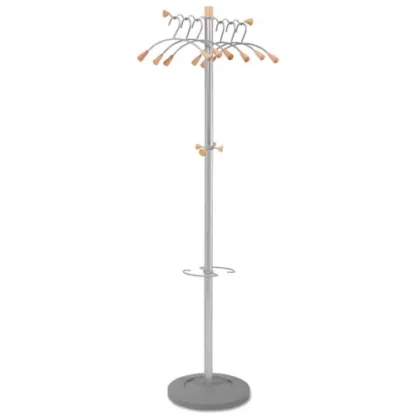Alba™ Wavy Coat Tree, Silver/Wood