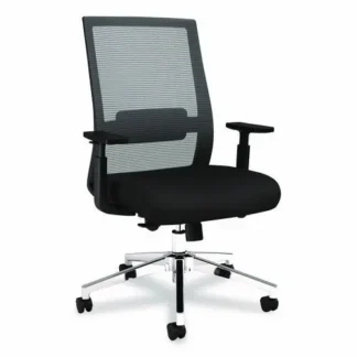 Alera® Alera Ashdale Ergonomic Fabric Swivel Task Chair, Supports 275 lb, 18.15 to 21.89 Seat Height, Black Seat/Back, Silver Base