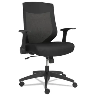 Alera® Alera EB-K Series Synchro Mid-Back Flip-Arm Mesh Chair, Supports Up to 275 lb, 18.5" to 22.04" Seat Height, Black