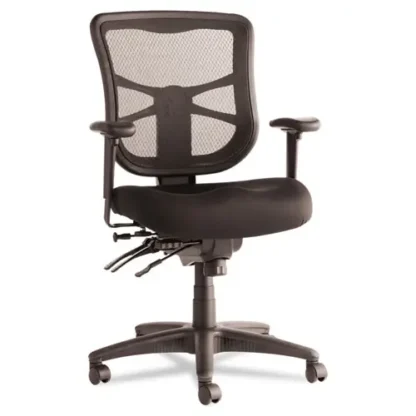 Alera® Alera Elusion Series Mesh Mid-Back Multifunction Chair, Premium Fabric, Supports Up to 275 lb, 17.7" - 21.4" Seat Height, Black