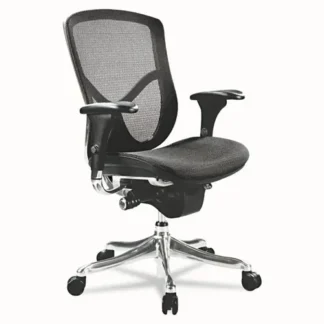 Alera® Alera EQ Series Ergonomic Multifunction Mid-Back Mesh Chair, Supports Up to 250 lb, Black Seat/Back, Aluminum Base
