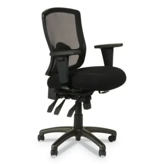 Alera® Alera Etros Series Mesh Mid-Back Petite Multifunction Chair, Supports Up to 275 lb, Black