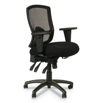 Alera® Alera Etros Series Mesh Mid-Back Petite Multifunction Chair, Supports Up to 275 lb, Black