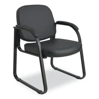 Alera® Alera Genaro Series Faux Leather Half-Back Sled Base Guest Chair, Black Seat/Back/Base, 25"W x 24.8"D x 33.66"H