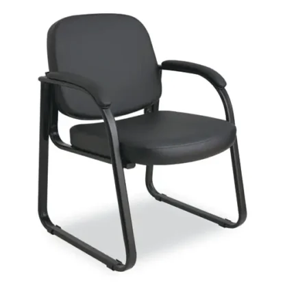 Alera® Alera Genaro Series Faux Leather Half-Back Sled Base Guest Chair, Black Seat/Back/Base, 25"W x 24.8"D x 33.66"H