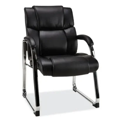 Alera® Alera Hildred Series Guest Chair, Black Seat & Back, Chrome Base, 25"W x 28.94"D x 37.8"H