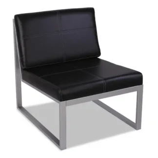 Alera® Alera Ispara Series Armless Chair, Black Seat and Back, Silver Base, 26.57"W x 30.71"D x 31.1"H