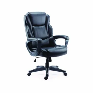 Alera® Alera Kirkdale Bonded Leather Manager Chair, Supports Up to 275 lb, Black