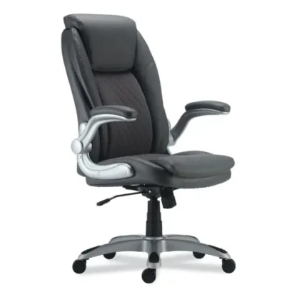 Alera® Alera Leithen Bonded Leather Midback Chair, Supports Up to 275 lb, Gray Seat/Back, Silver Base