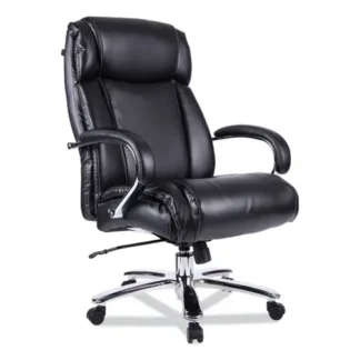 Alera® Alera Maxxis Series Big/Tall Bonded Leather Chair, Supports 500 lb, 19.7" to 25" Seat Height, Black Seat/Back, Chrome Base