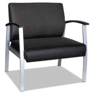 Alera® Alera metaLounge Series Bariatric Guest Chair, Black Seat, Black Back, Silver Base