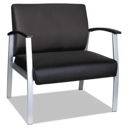 Alera® Alera metaLounge Series Bariatric Guest Chair, Black Seat, Black Back, Silver Base