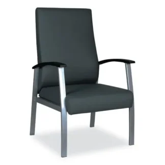 Alera® Alera metaLounge Series High-Back Guest Chair, Black Seat, Black Back, Silver Base