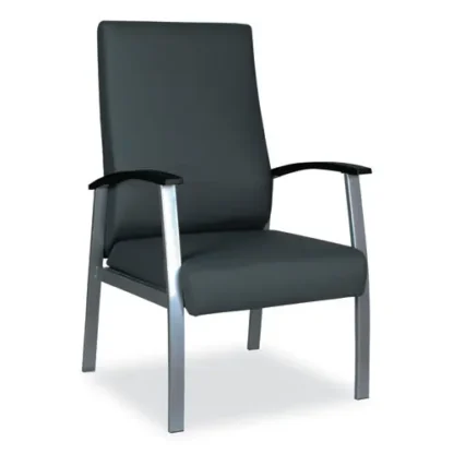 Alera® Alera metaLounge Series High-Back Guest Chair, Black Seat, Black Back, Silver Base