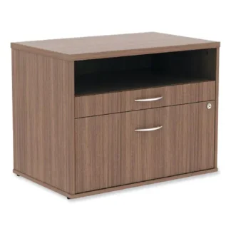 Alera® Alera Open Office Desk Series Low File Cabinet Credenza, 2-Drawer, Pencil/File, Legal/Letter, Walnut
