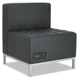 Alera® Alera QUB Series Armless L Sectional with Charging Station, Black, 26.38" x 26.38" x 30.5"