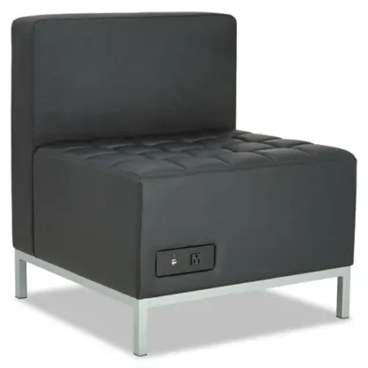 Alera® Alera QUB Series Armless L Sectional with Charging Station, Black, 26.38" x 26.38" x 30.5"