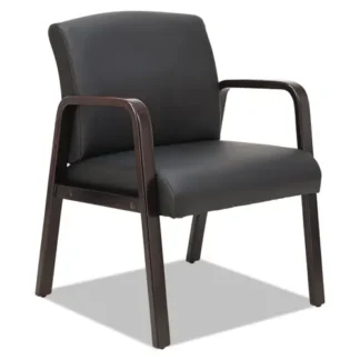Alera® Alera Reception Lounge WL Series Guest Chair, Black Seat and Back, Espresso Base, 24.21"W x 24.8"D x 32.67"H