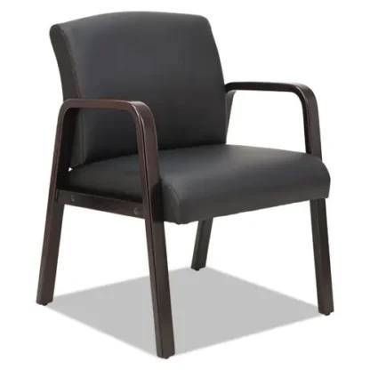Alera® Alera Reception Lounge WL Series Guest Chair, Black Seat and Back, Espresso Base, 24.21"W x 24.8"D x 32.67"H