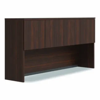 Alera® Seville Hutch with Doors, 4 Compartments, Mahogany, 72"W x 16"D x 36"H