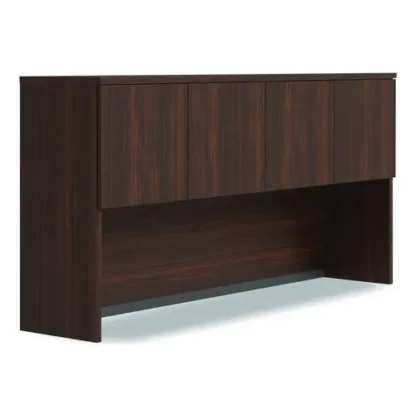 Alera® Seville Hutch with Doors, 4 Compartments, Mahogany, 72"W x 16"D x 36"H