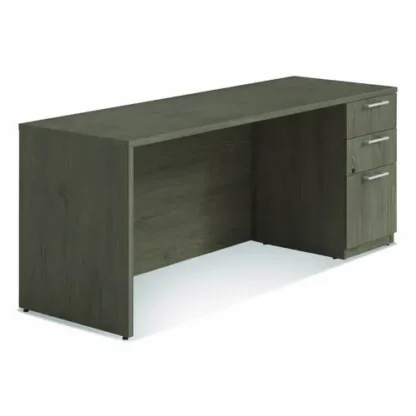 Alera® Alera Seville Series Credenza with Right Pedestal, Walnut, 72"W x 24"D x 29"H