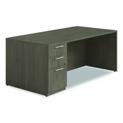 Alera® Alera Seville Series Single Pedestal Desk, Left Pedestal, 72" x 36" x 29", Walnut