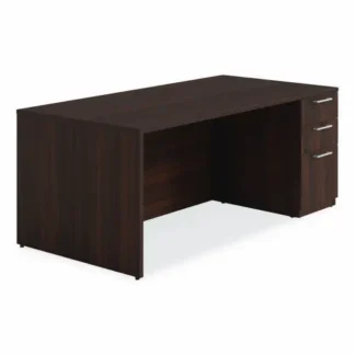 Alera® Alera Seville Series Single Pedestal Desk, Right Pedestal, 72" x 36" x 29", Mahogany
