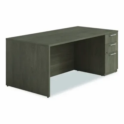 Alera® Alera Seville Series Single Pedestal Desk, Right Pedestal, 72" x 36" x 29", Walnut