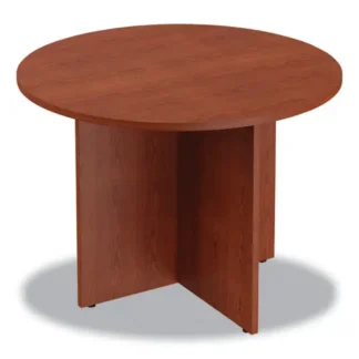 Alera® Alera Valencia Round Conference Table with Legs, Medium Cherry, 42" Diameter x 29.5"H