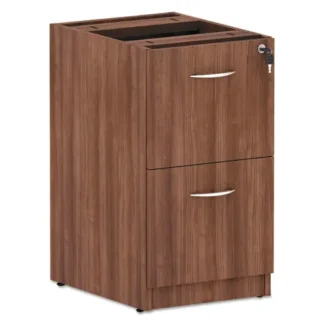 Alera® Alera Valencia Series Full Pedestal File, 2 Legal/Letter-Size File Drawers, Modern Walnut