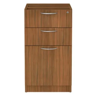 Alera® Alera Valencia Series Full Pedestal File, 3-Drawer, Box/Box/File, Legal/Letter, Modern Walnut