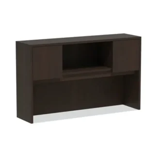 Alera® Alera Valencia Series Hutch with Doors, 4 Compartments, Espresso, 58.88" W x 15" D x 35.38" H